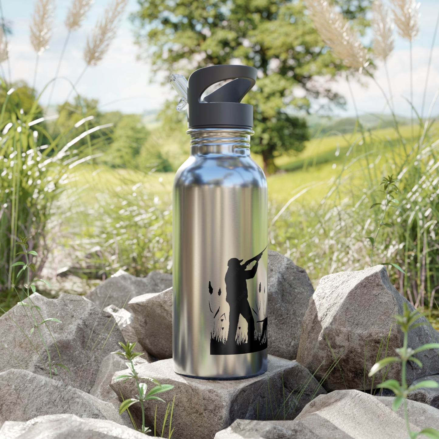 Pheasant Hunting - Stainless Steel Water Bottle With Straw, 20oz