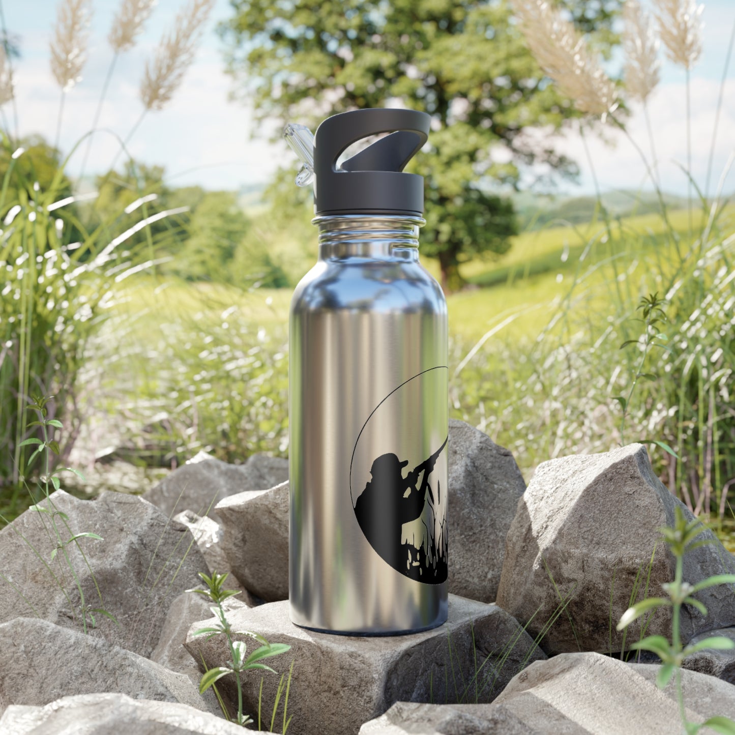 Duck Hunting - Stainless Steel Water Bottle With Straw, 20oz