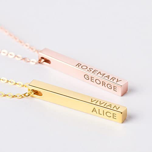 Personalized Mother Necklace, 4 Side, Kids Name