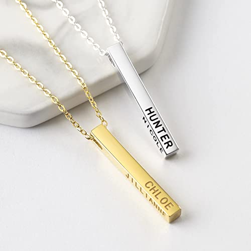 Personalized Mother Necklace, 4 Side, Kids Name