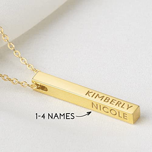Personalized Mother Necklace, 4 Side, Kids Name