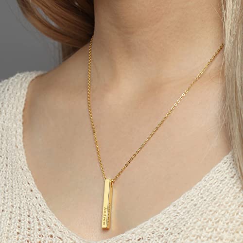 Personalized Mother Necklace, 4 Side, Kids Name