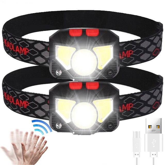 KDULIT COB sensor sensing headlamp USB rechargeable headlamp Portable multi mode LED headlamp with built in battery