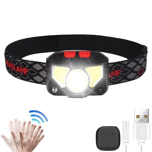 KDULIT COB sensor sensing headlamp USB rechargeable headlamp Portable multi mode LED headlamp with built in battery