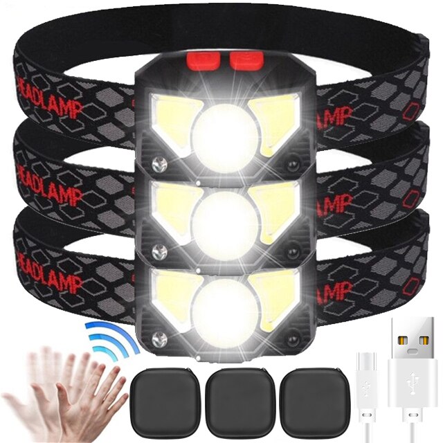 KDULIT COB sensor sensing headlamp USB rechargeable headlamp Portable multi mode LED headlamp with built in battery