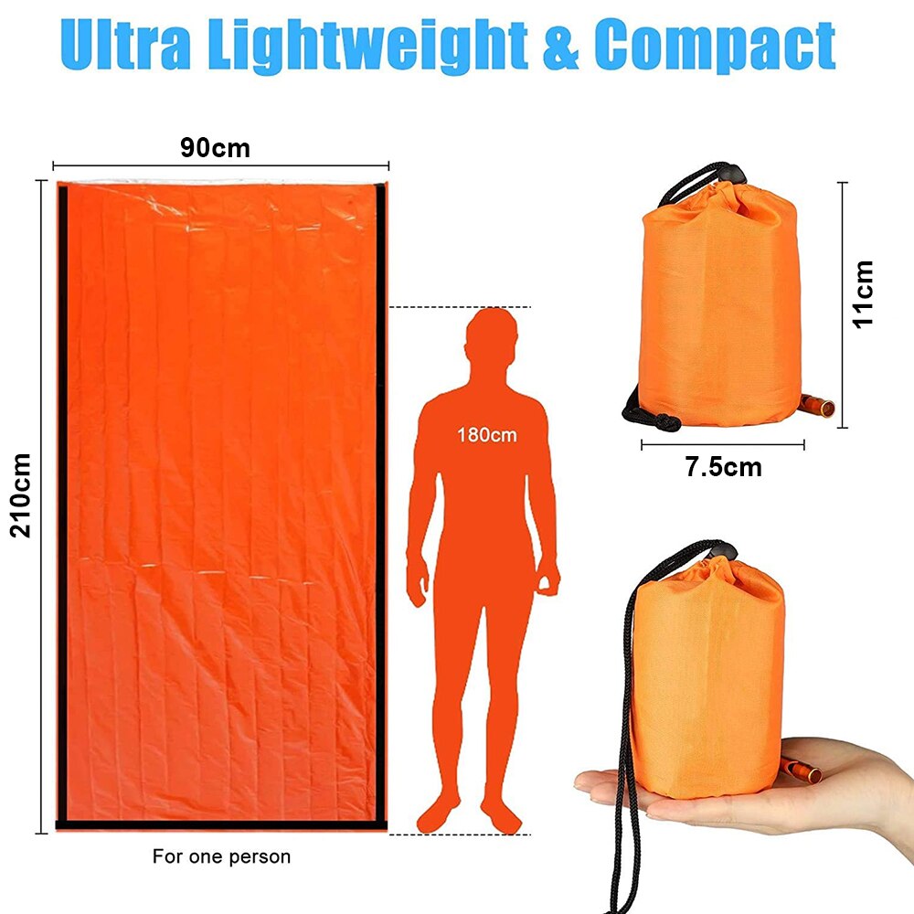 Waterproof Thermal Bivy Emergency Sleeping Bag Survival Blanket Windproof Bags for Camping Hiking Outdoor Emergency Gear