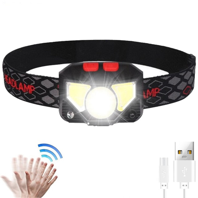 KDULIT COB sensor sensing headlamp USB rechargeable headlamp Portable multi mode LED headlamp with built in battery