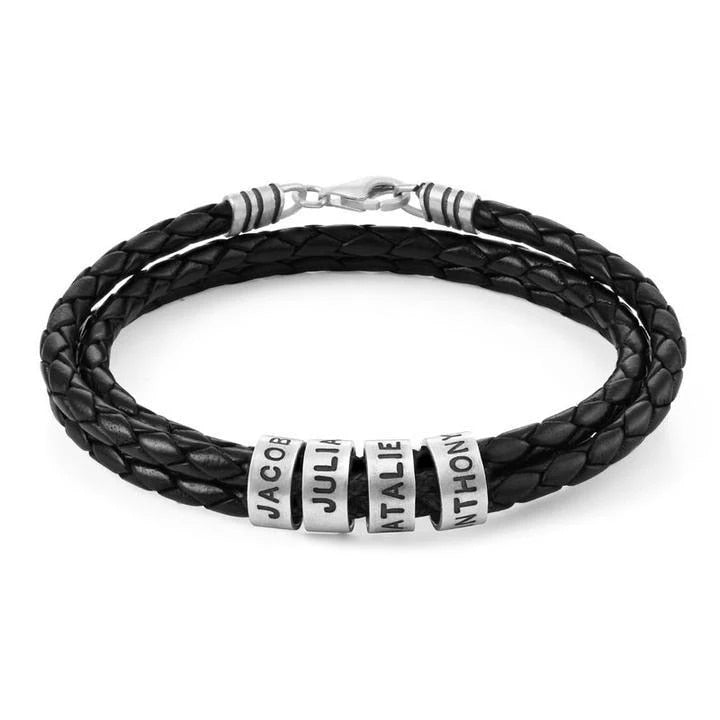 Personalized Men's Braided Leather Bracelet / Gift for Dad