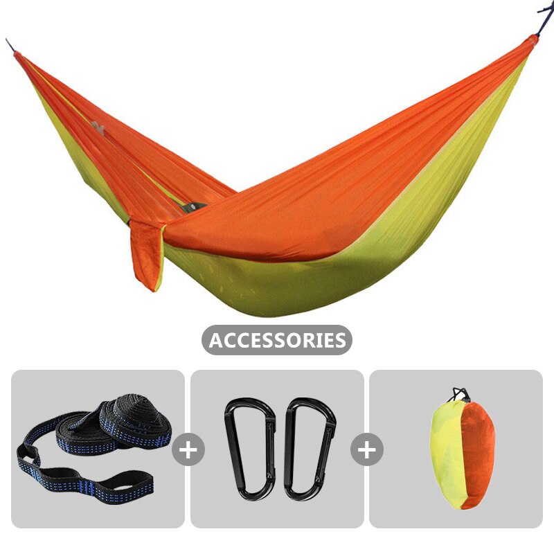 2 Person Hammock with 210T Nylon Parachute Portable Lightweight Hammock for Backpacking Outdoor Beach Travel Hiking Camping Gear