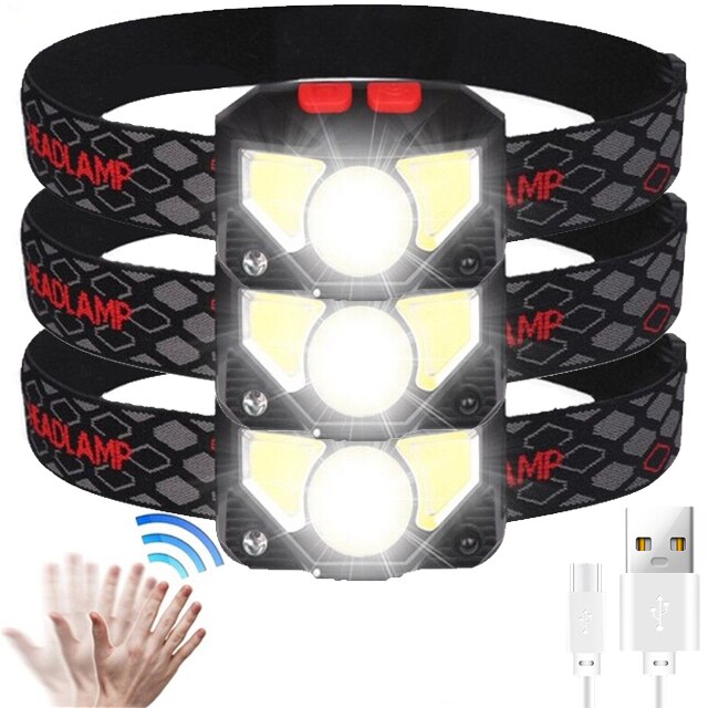 KDULIT COB sensor sensing headlamp USB rechargeable headlamp Portable multi mode LED headlamp with built in battery