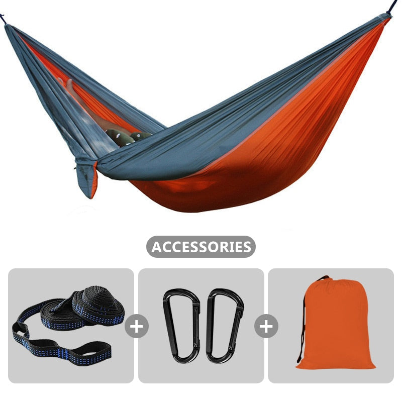 2 Person Hammock with 210T Nylon Parachute Portable Lightweight Hammock for Backpacking Outdoor Beach Travel Hiking Camping Gear