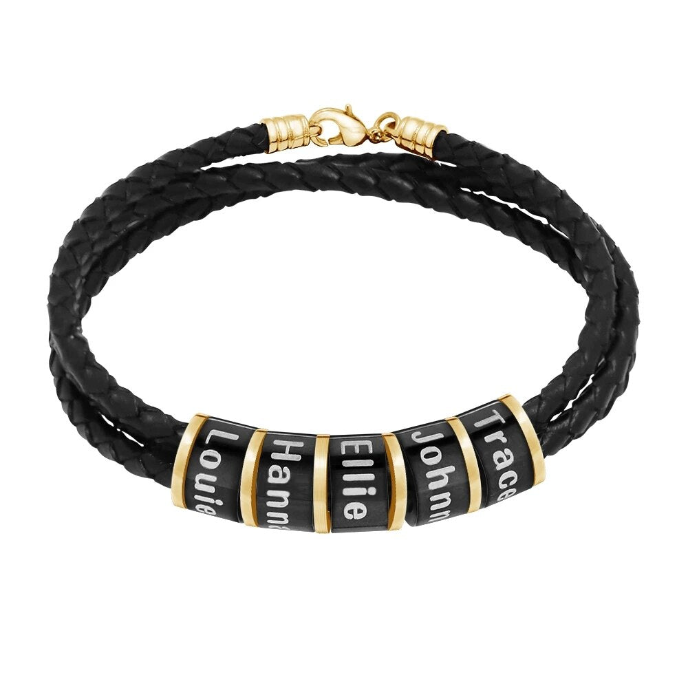 Personalized Men's Braided Leather Bracelet / Gift for Dad