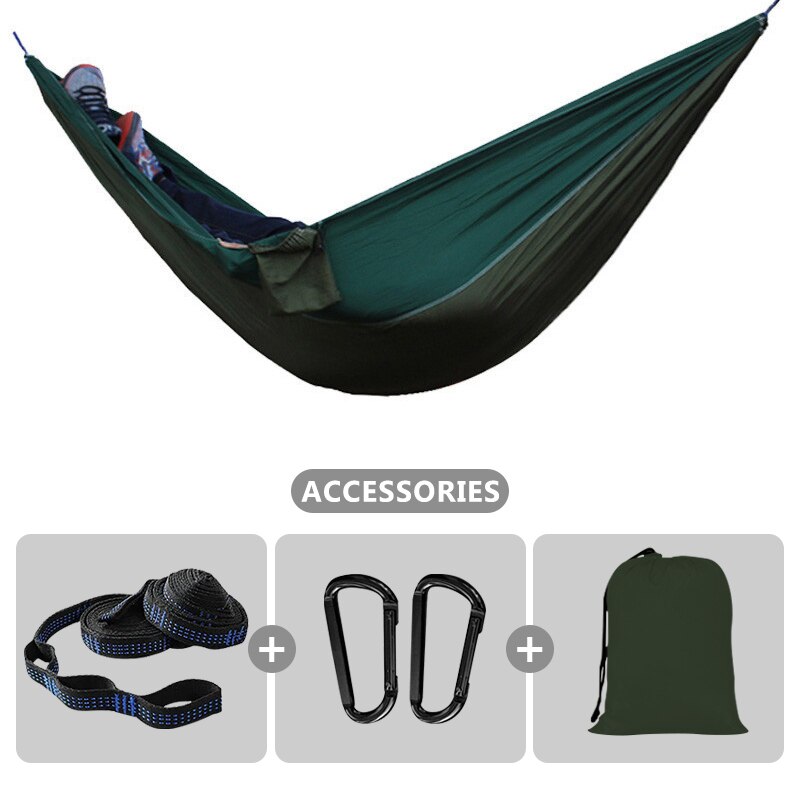 2 Person Hammock with 210T Nylon Parachute Portable Lightweight Hammock for Backpacking Outdoor Beach Travel Hiking Camping Gear