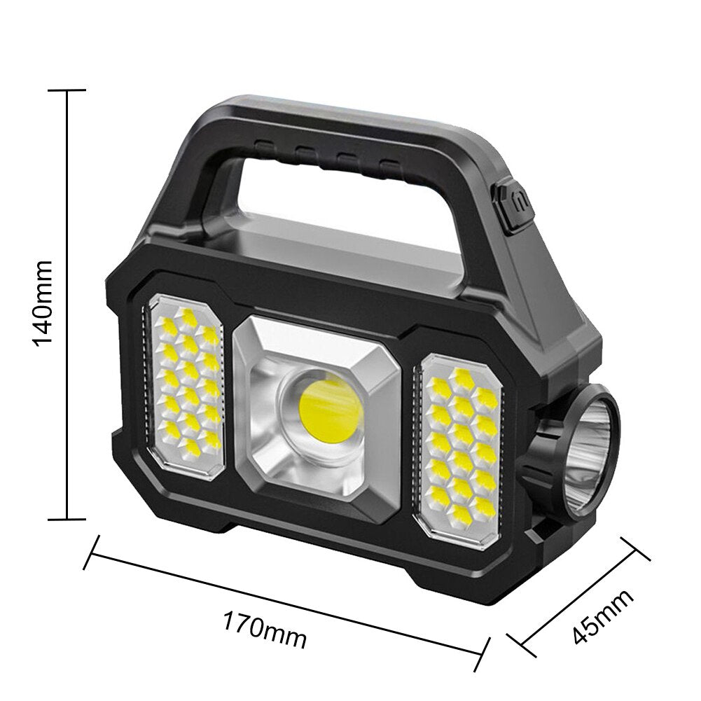 500lm Rechargeable Flashlight Waterproof 6 Gear Torch Light Portable Powerful Lantern Solar lamp USB Charging for Camping Hiking